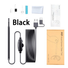 (Black) NEW Medical Cleaning Otoscope Spoon Mini Camera Ear Endoscope Ear Picker Earwax Removal Tool