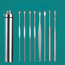 (8pcs tube) 6/8pcs Stainless Steel Earpick Ear Cleaner Spoon Ear Care Cleaning Tool Earwax Removal Kit