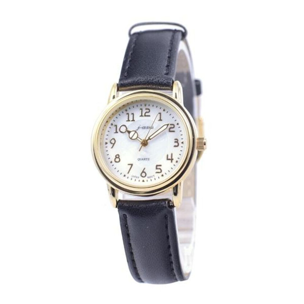 J-AXIS Women's AL1280-BK (Women's Fashion Watch Black Sun Flame) Round Watch Black Analog
