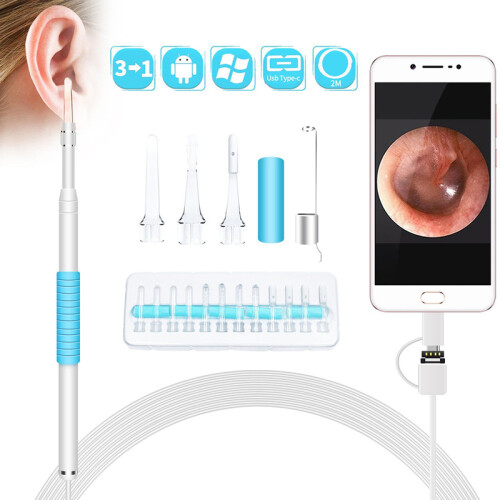(green 2m) In Ear Cleaning Endoscope USB Visual Ear Spoon 5.5mm 0.3MP Mini Camera Android PC Ear pick 2