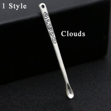 (1 Stil) Herren-Charm-Anhänger 925 Sterling Silber Kreative ethnische Ohrlöffel Schnitzen Lotus Wolken
