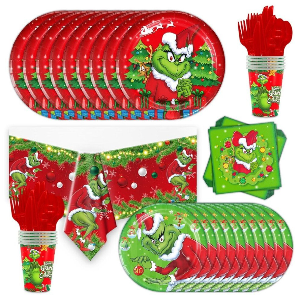 Christmas Cake Plate Disposable Paper Dessert Set, Merry Christmas  Plate, Napkins, Tablecloth Party Supplies Decorations