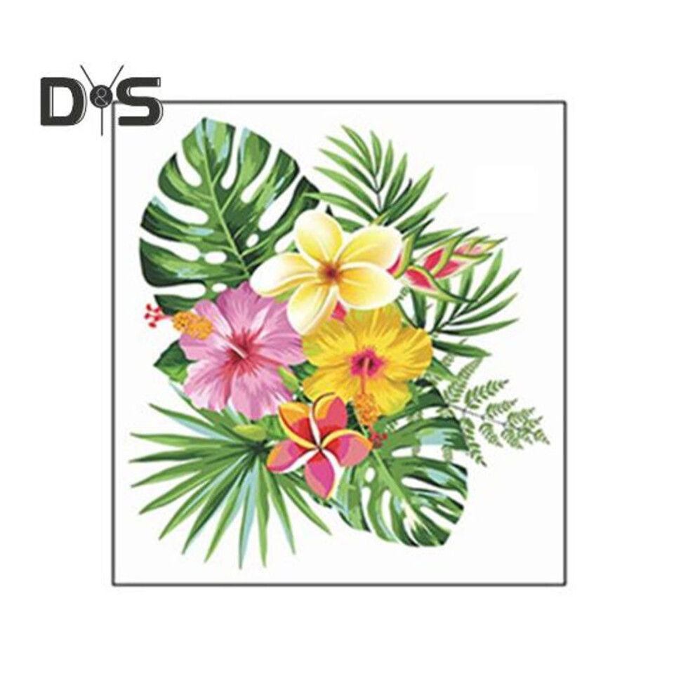 Tropical Leaves Flower Toilet Sticker Removable Self-adhesive Waterproof PVC Living Room Bathroom Wall Art Floral Toilet Lid Decoration Decal