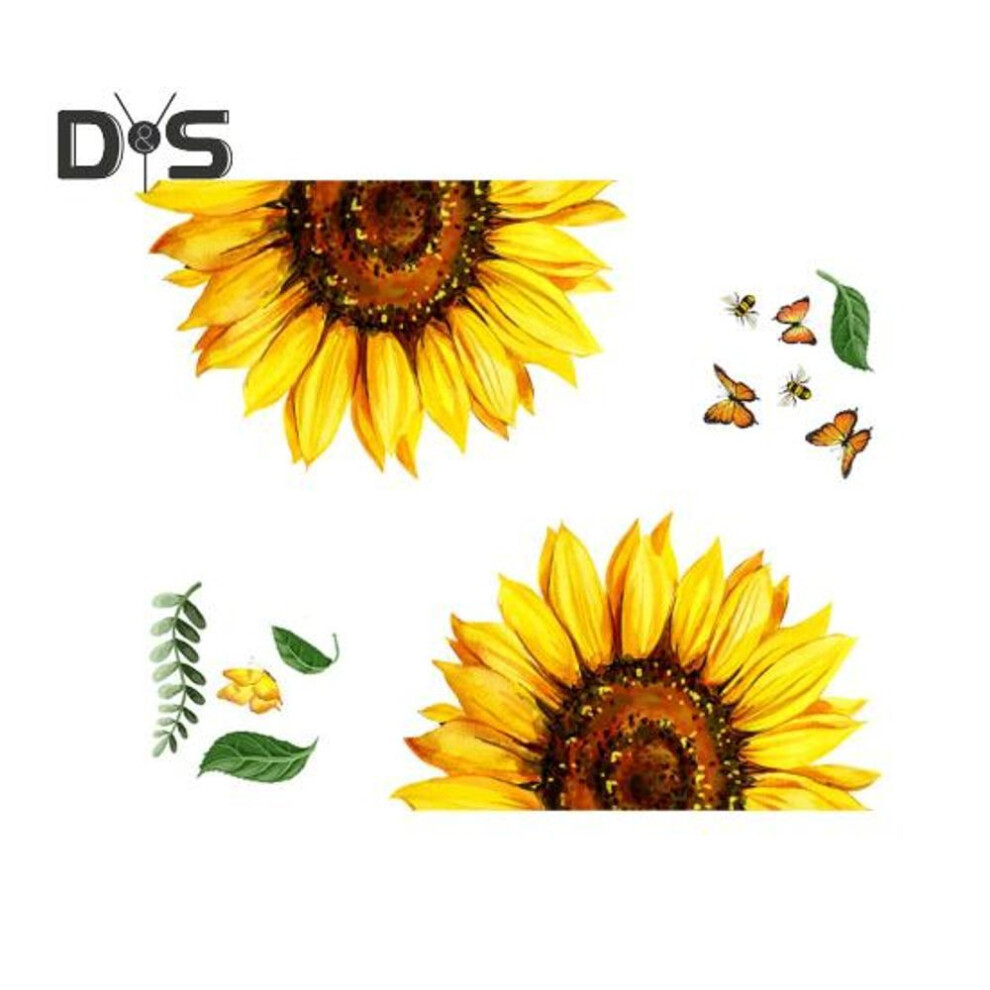 1 Sheet Toilet Sticker Detachable Waterproof Traceless Sunflower Leaf Butterfly Pattern Toilet Sticker Decal Bathroom Supply