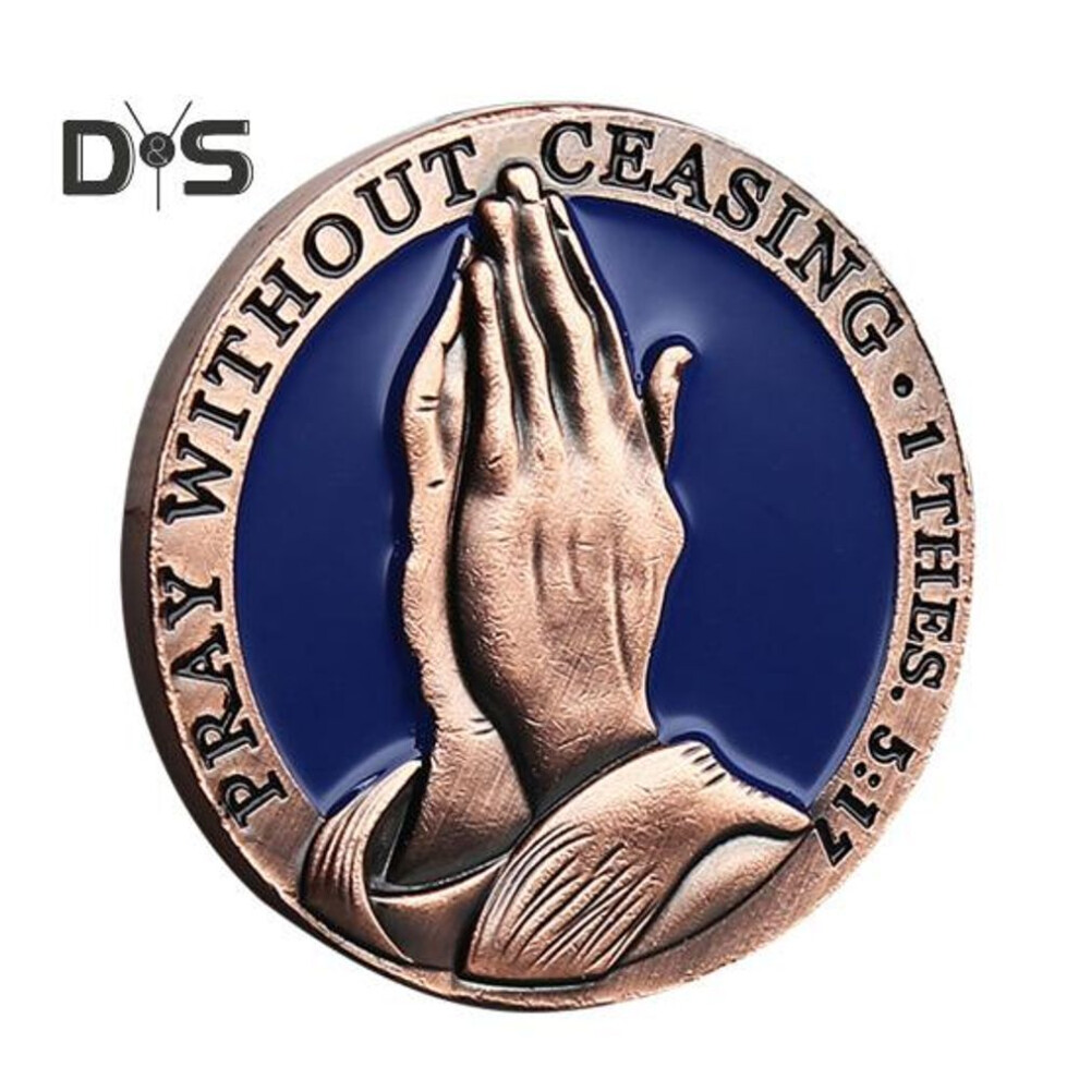 Christian Prayer Coin Pray Without Ceasing Sacred Scripture Companion Coin Metal Praying Hands Coin with Thessalonians Verse Gift for Christian