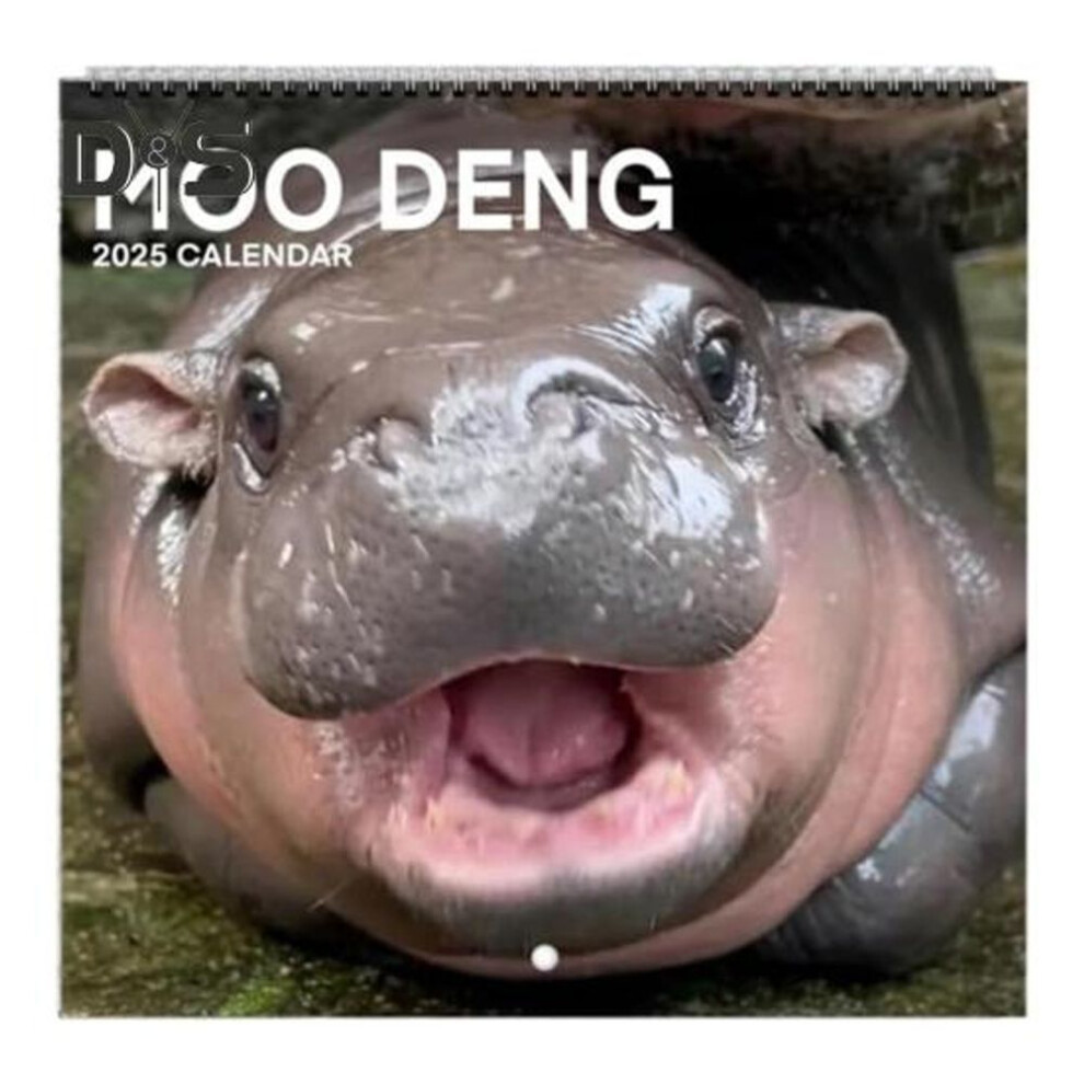 Moo Deng Hippo 2025 Calendar 12-Month Pygmy Hippo Wall Calendar Hangable Monthly Calendar for Scheduling Organizing Planning