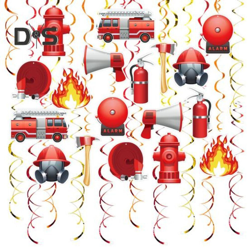 1 Set Firetruck Hanging Swirl Decorations Firefighter Party Favors Ceiling Decor Hanging Swirls for Fireman Theme Birthday Party Baby Shower Decor