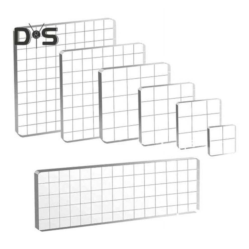 Acrylic Stamp Blocks Set Clear Stamping Blocks with Grid Lines Stamping Tool Blocks for Scrapbooking DIY Crafts Card Making