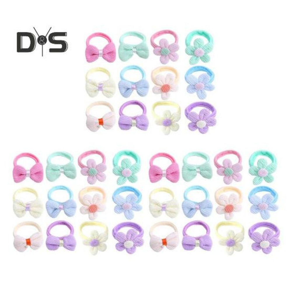 36pcs Children Bow Hair Rings Anti-slip High Elasticity Hair Ties Reusable Elastic Hair Bands Ponytail Holder For Thick Hair Girls Hair Styling