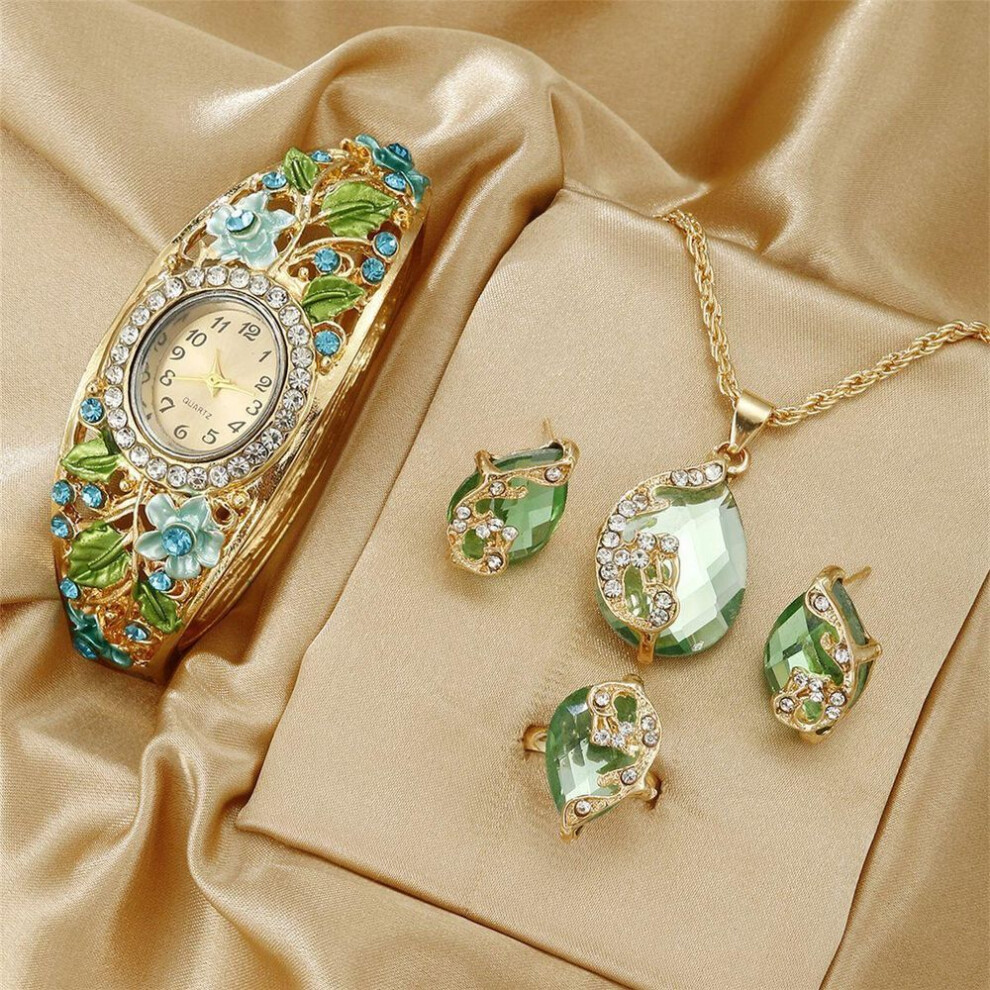 4-piece Set Of Women's Watches, Earrings, Necklaces, Rings, Luxurious Women's Jewelry (excluding Box)