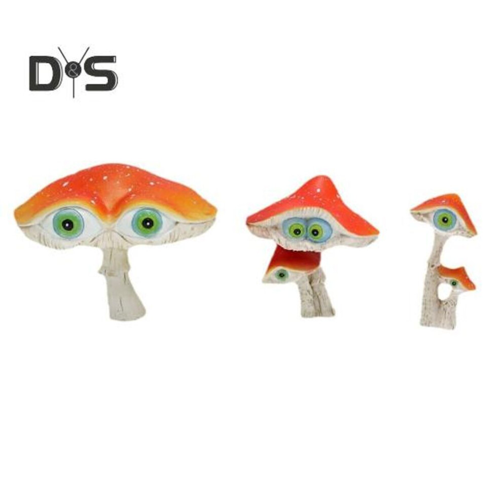 3Pcs Cartoon Mushroom Figurines Realistic Looking Weather-Resistant Outdoor Miniature Statues Potted Landscape Decor