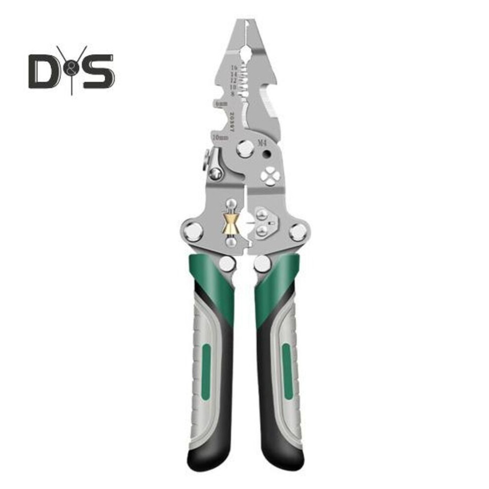 16 in 1 Foldable Wire Stripper Multifunctional Wire Crimping Stripping Cutting Tool Portable Stainless Steel Wire Stripper for Electricians DIY