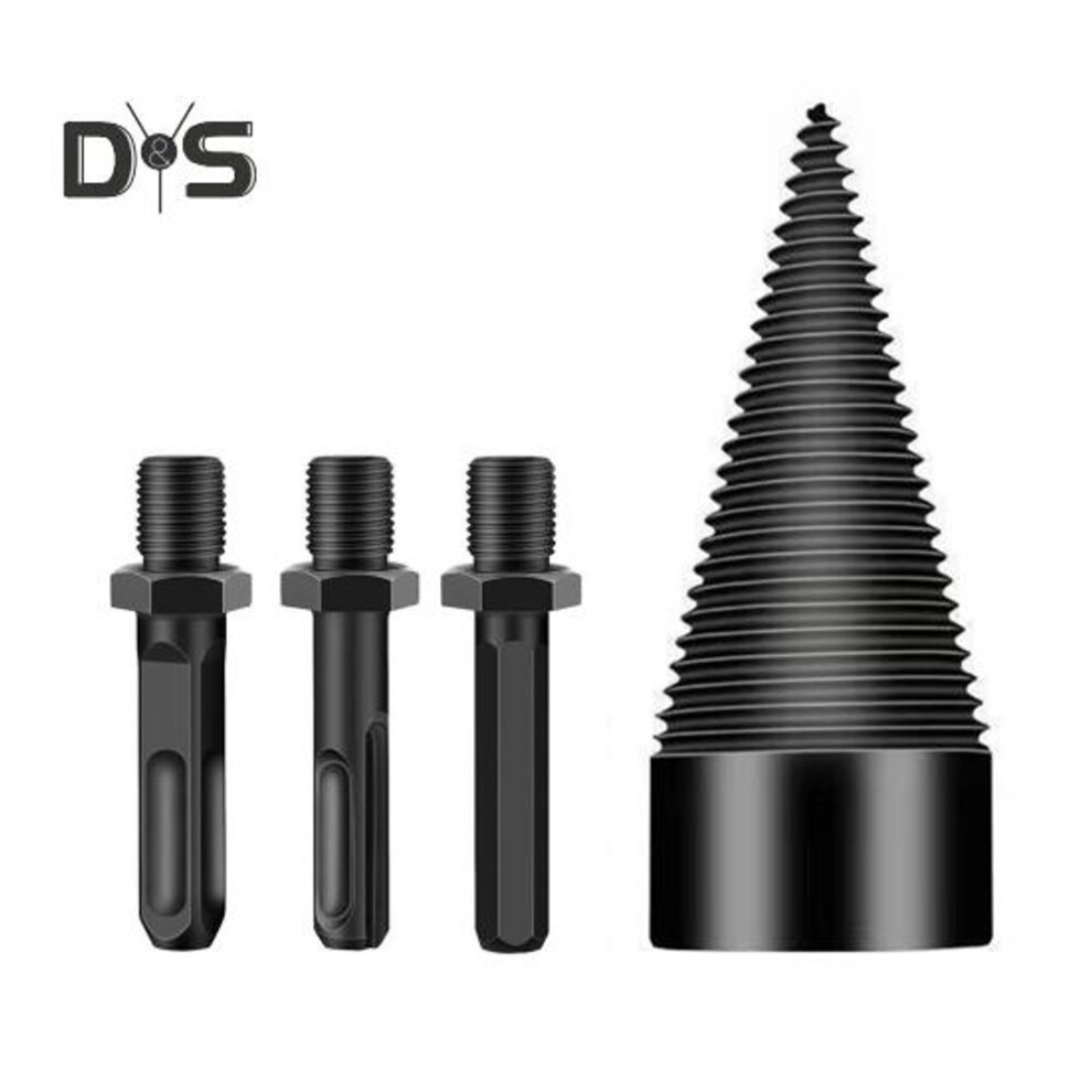 42mm Wood Splitter Drill Bit Firewood Log Splitting Drill Bit with Round+Hex+Square Handles Electric Drills Screw Cone Driver Tools