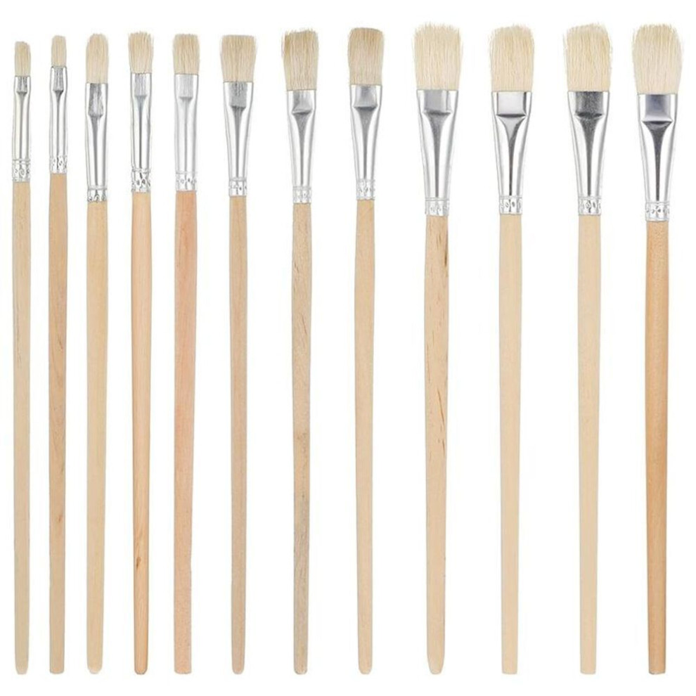 12pcs Acrylic Brushes, Water Color Brushes, Different Sizes of Paint Brushes, Wooden Handle Paint Brushes for Acrylic Oil Art Detailing Rock Painting