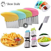 1st Slumpmässigt rivjärn i rostfritt stål Potatischips Slicer Deg Grönsaksfrukt