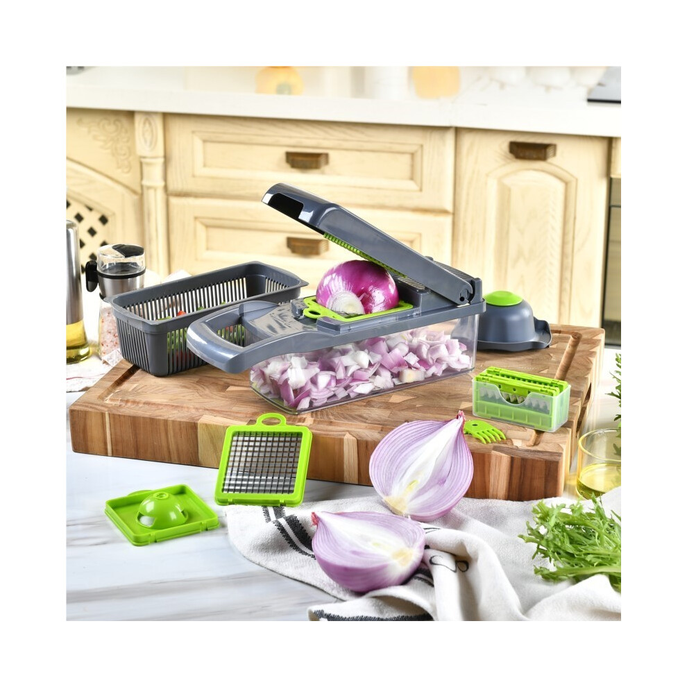 Râpe multifonctionnelle noire et blanche (26 pièces), 16 à 26 pièces. Setti Food Râpe à fruits et légumes