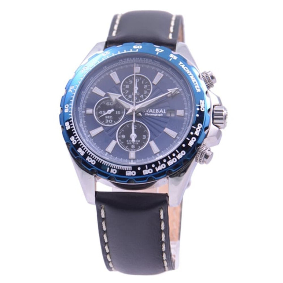 SVALBAL Men's SV09-LBL (Quartz Men's Sun Flame) Round Watch Black Stainless Multi-Hand Analog
