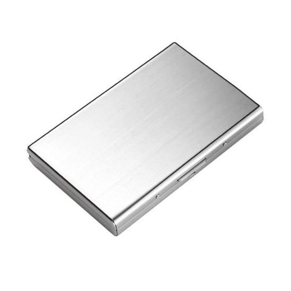 (silver) Slim Card Holder Holds Up to 10 Cards Stainless Steel Portable RFID