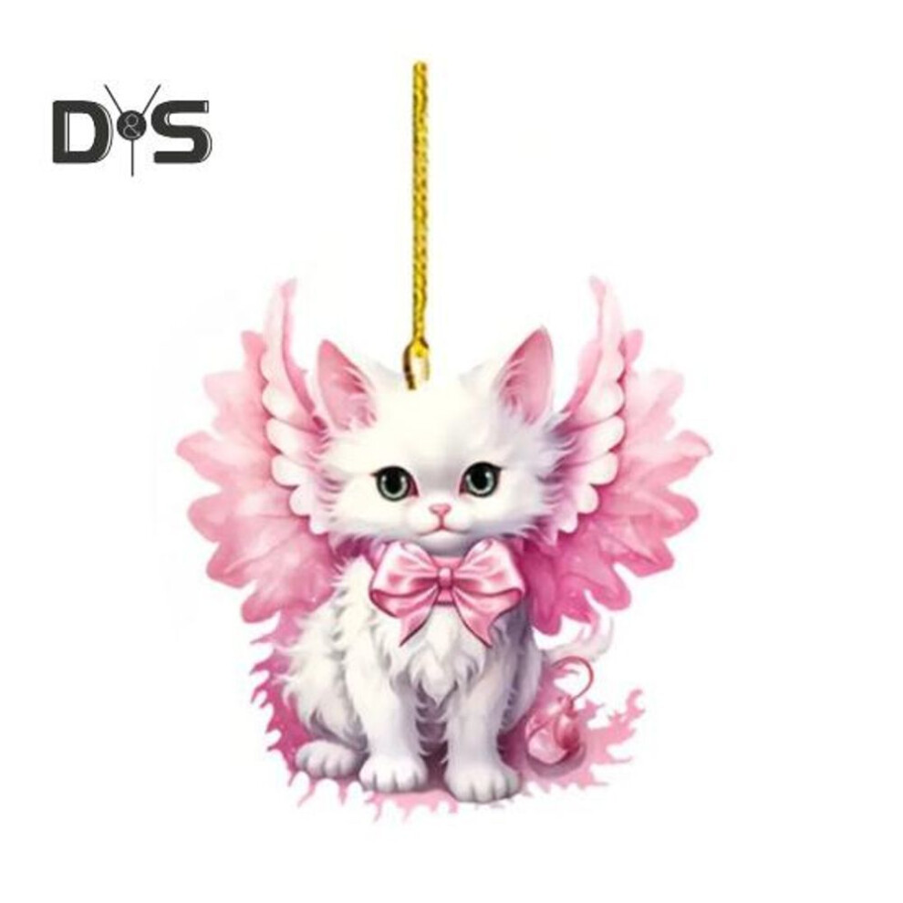 Decorative Acrylic Kitten Pendant Car Ornament with Lanyard Easy to Hang Adorable Appearance Kitty Pendant Xmas Tree Ornament