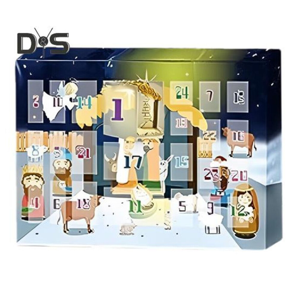 Nativity Advent Calendar 2024 24 Days 3D Resin Nativity Scene Figures Set Christmas Surprise Countdown Calendar for Kids Boys Girls