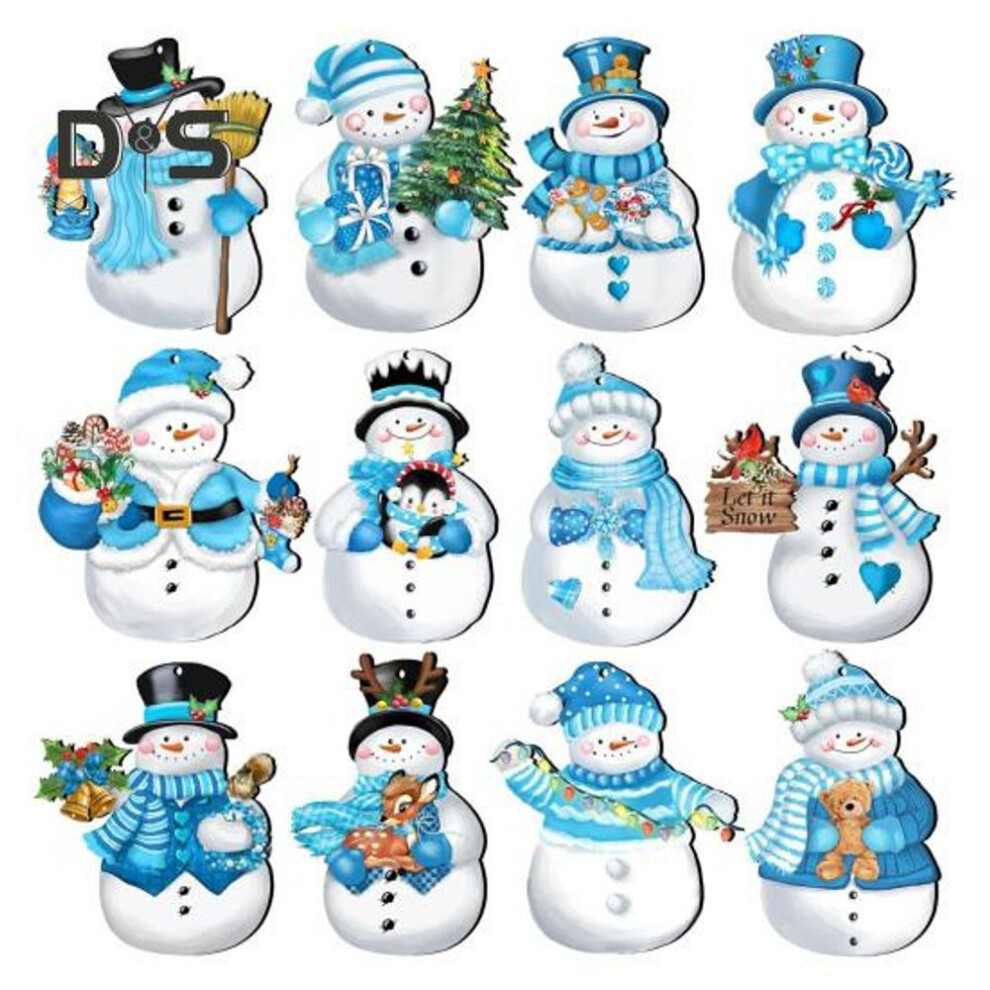 24pcs/set Snowman Snowflake Cutouts Fridge Magnet Christmas Winter Wall Window Blackboard Bulletin Board Refrigerator Magnet Home Office Kitchen