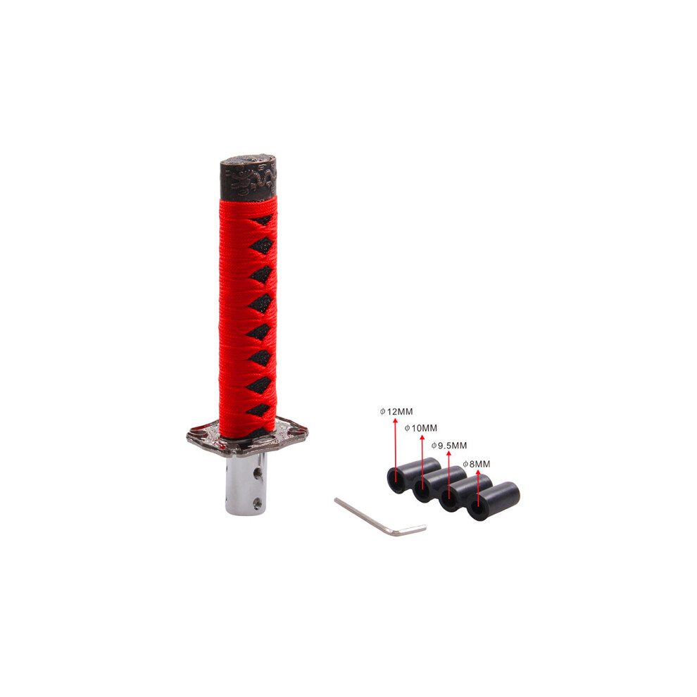 (rouge et noir) Pommeau de levier de vitesse épée 15 cm Boîte de vitesses Katana Metal Manua Boîte de