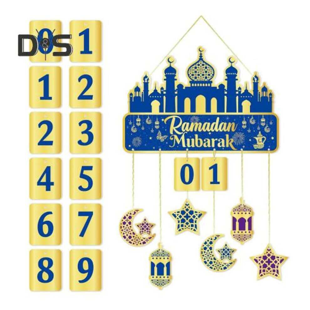 1 Set Middle East Ramadan Calendar Pendant Ramadan Countdown Calendar Castle Moon Pattern Home Decor Eid Advent Calendar