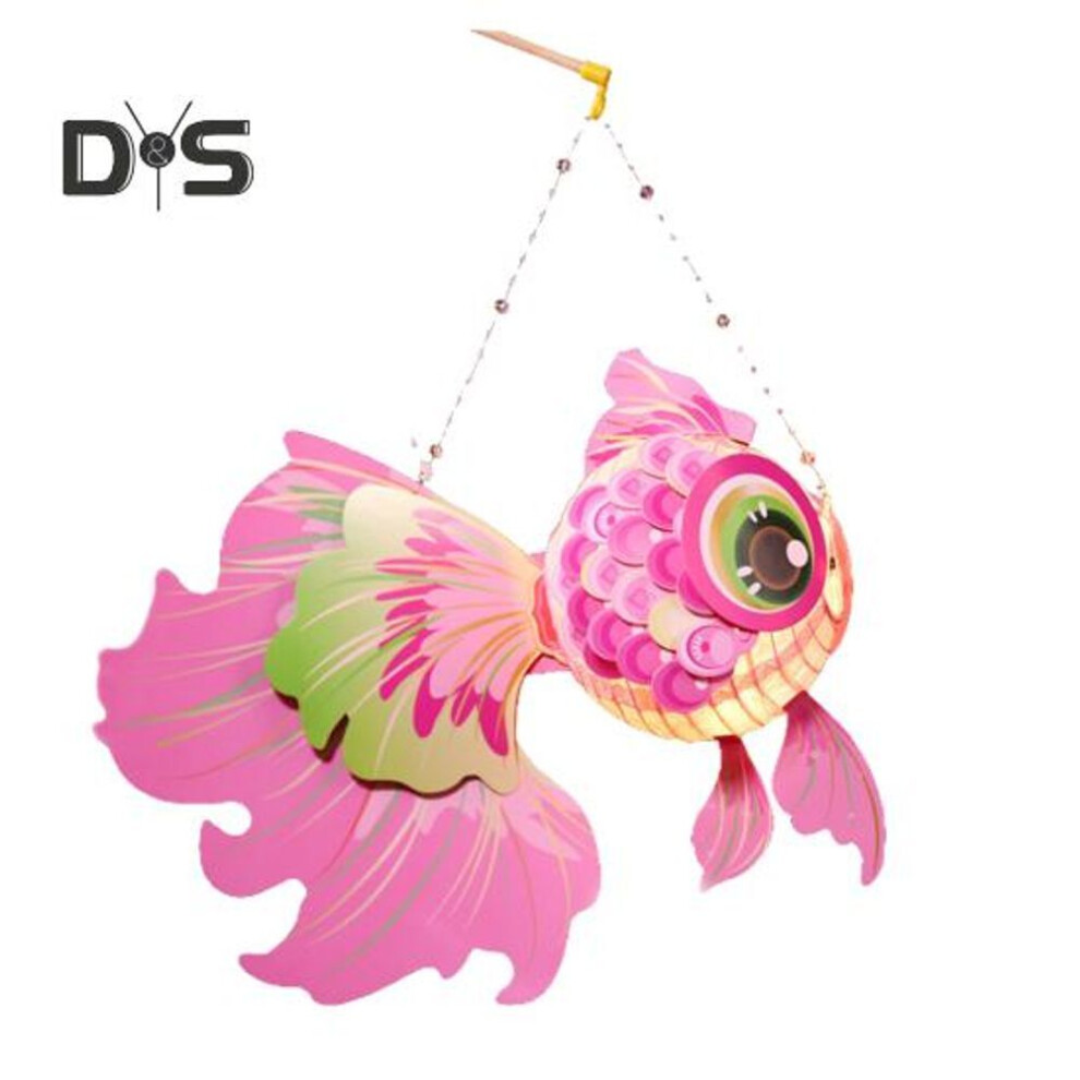 Chinese Style DIY Lantern Kit Handmade Goldfish Paper Lantern with LED Lights Portable Festive Decor for Parties Home