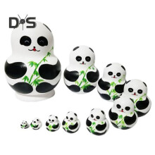 Stacked Panda Russian Matryoshka Doll Set Handmade Panda Ornaments Educational Nesting Dolls Interactive Prank Toy