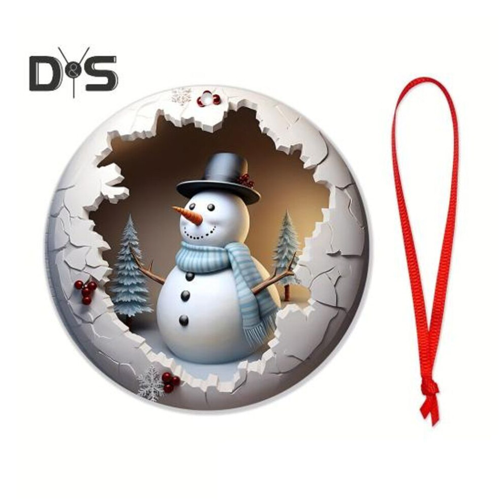 Christmas Tree Ornaments Cartoon Snowman Pendant 2D Flat Acrylic Hanging Decorations for Christmas Tree Backpack Car Rearview Mirror