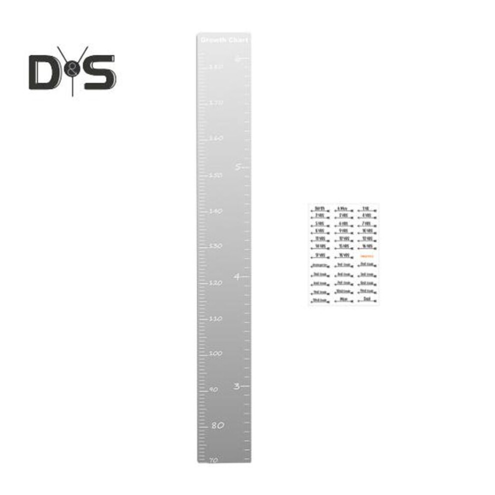 1 Set Kids Growth Chart Mirror Dry Erase Board Children Room Nursery Bedroom Baby to Adults Boys Girls Wall Hanging Splicing Height Measurement Ruler