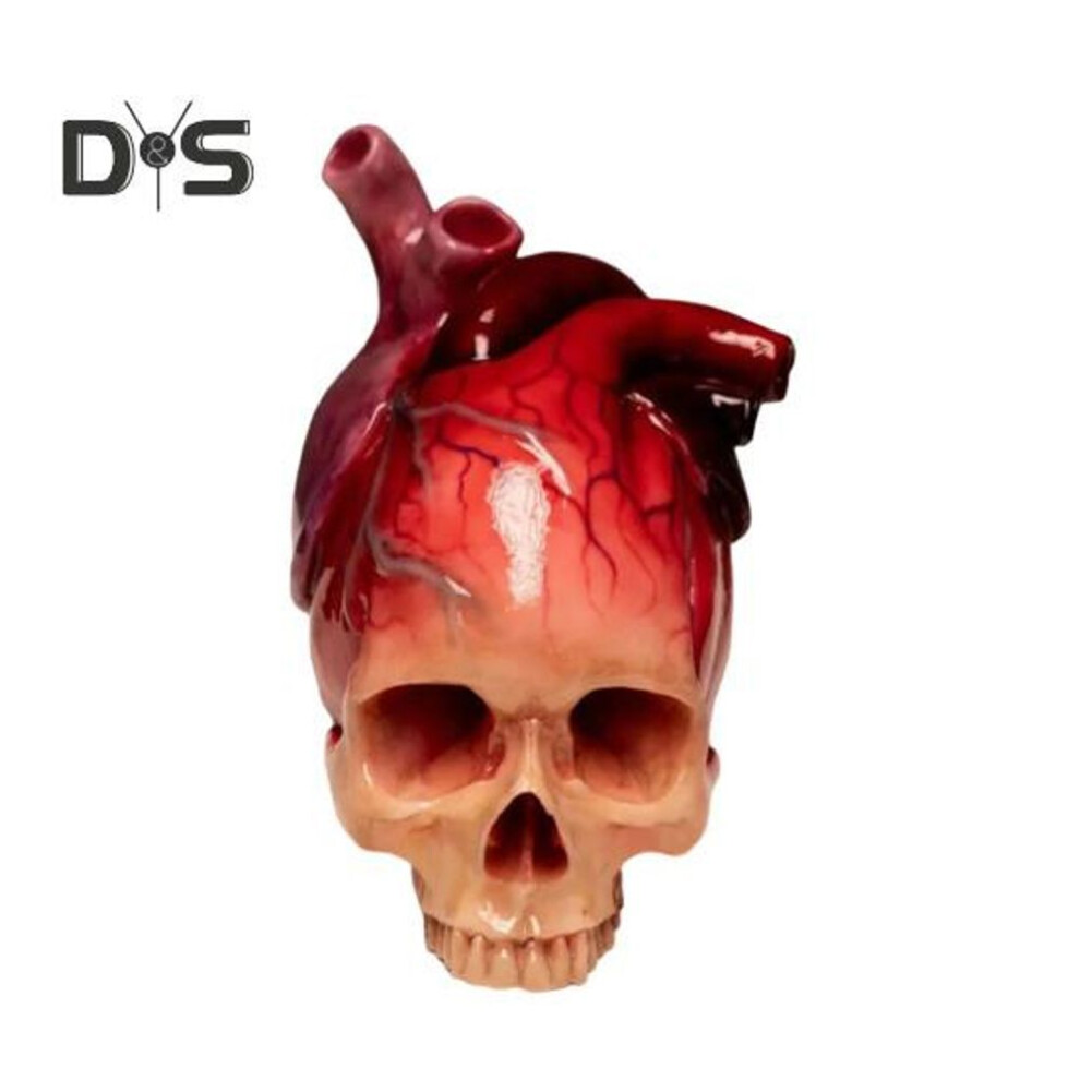 Skull Heart Figurine Spooky Life Size Skull Resin Statue Sculpture Halloween Home Office Desktop Bookshelf Decoration Ornament Festival Gift-image-OPC-PH8ZNBK-NEW