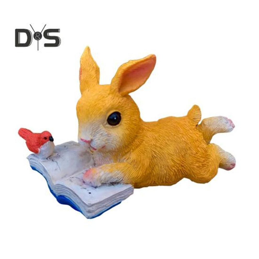 Reading Rabbit Statue Resin Rabbit Figurine Garden Decor Collectible Rabbit Statue Tabletop Ornament For Home Office