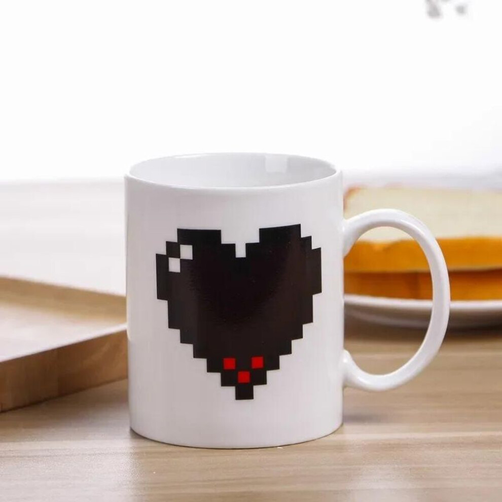 Heat Sensitive Color Changing Mugs Heart Pattern Ceramic Coffee Mugs Large Capacity Water Cup Juice Cup Holiday Rest Water Mug