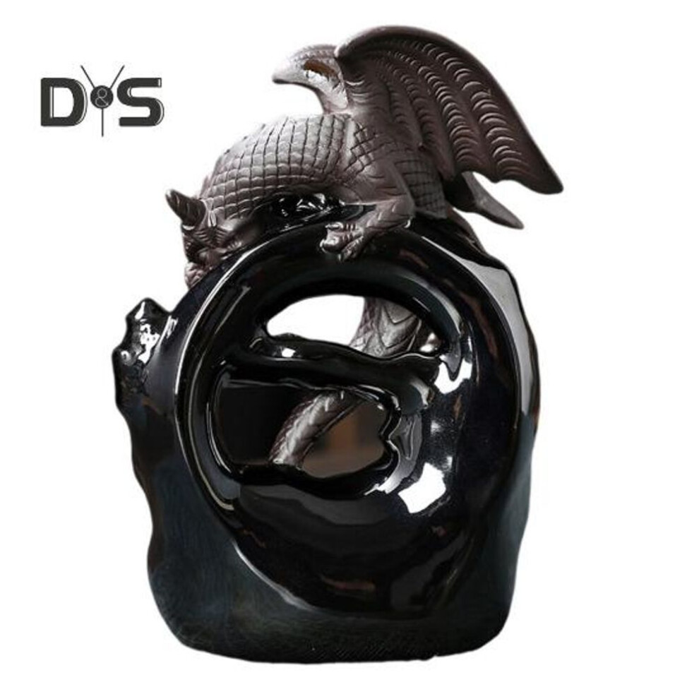 Dragon Incense Burner Ceramic Winged Dragon Backflow Incense Holder Waterfall Incense Burner for Meditation Room Bedroom