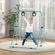 HOMCOM Adjustable Height Foldable Kids Gymnastics Bar, Green