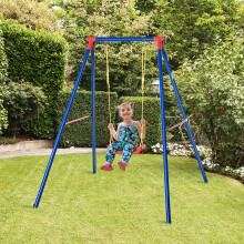 Outsunny Metal Swing Set with Adjustable Rope – A-Frame Outdoor Playset (344-020NU), Ages 3-8, 40kg