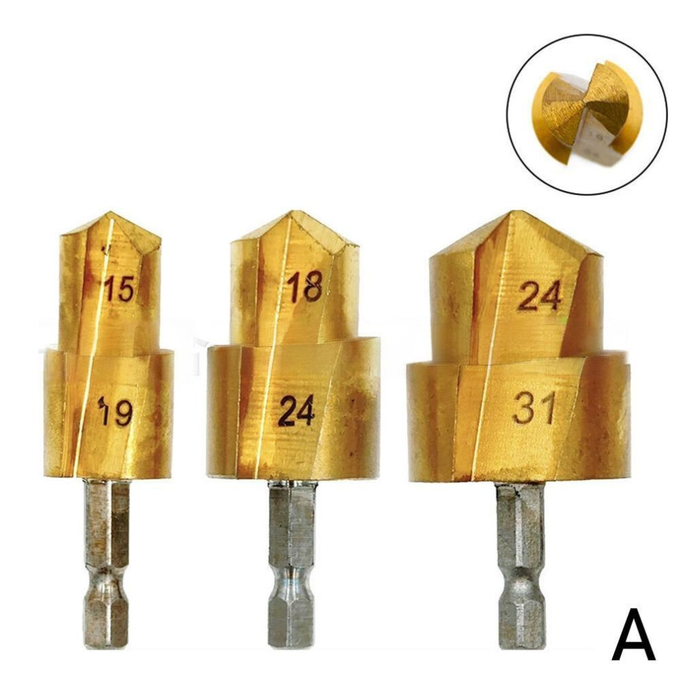 3pcs Ppr Lifting Stepped Drill Bit Set 20/25/32mm Hexagon Accessory Connection Water Tool Carpe G4h4
