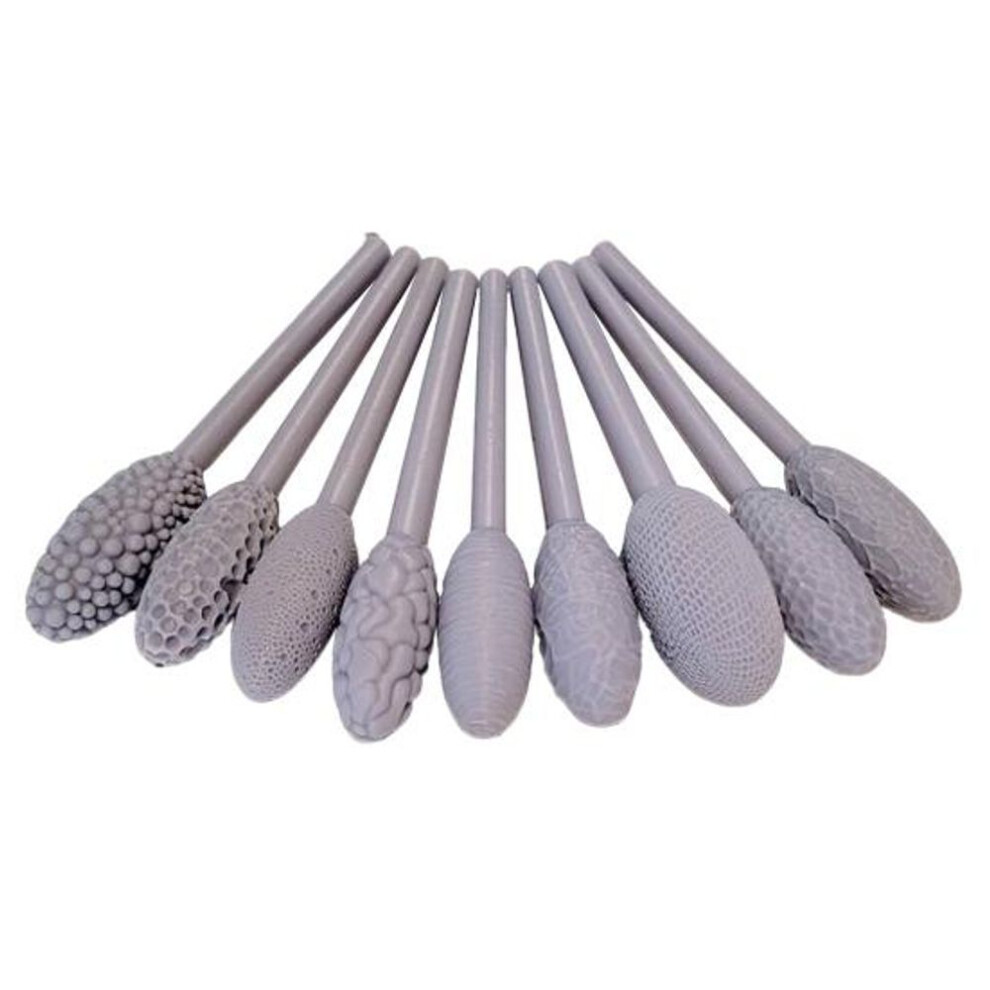 9 Pcs/Set Texture Tool for Clay Art Sculpting Pottery Oval Shaped Texturing Sticks DIY Crafts Modeling Pattern Rollers Kit for Beginners Professionals
