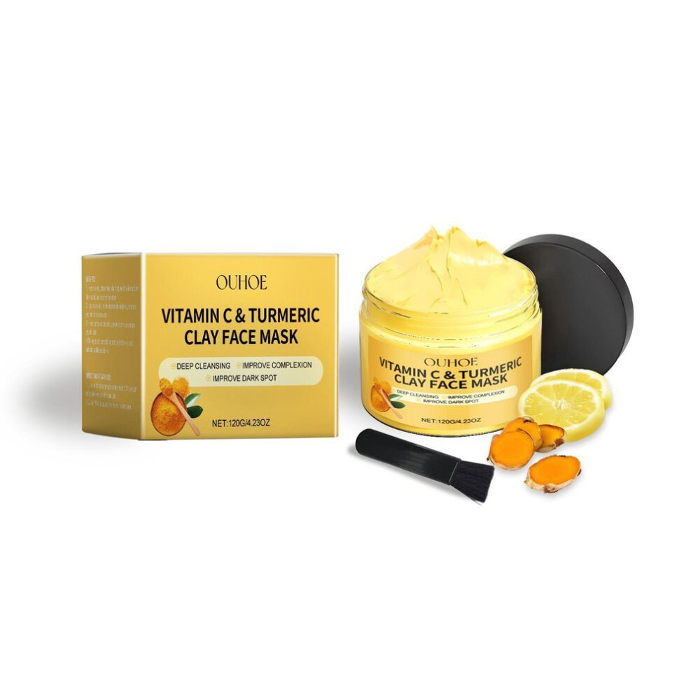 Vitamin C Turmeric Clay Face Mask 120g Moisturizing Brightening Facial Treatment Mask For All Skin Types Hydrating Glow Mask