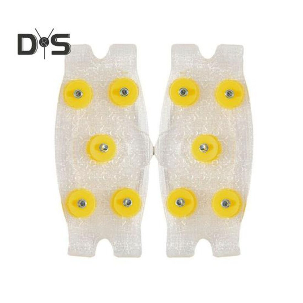 1 Pair Clear Ice Cleats Shoes Crampons with 5 Metal Studs Men Women Winter Outdoor Walking Ice Snow Traction Grips Elastic Non-slip Shoes Boot Spikes