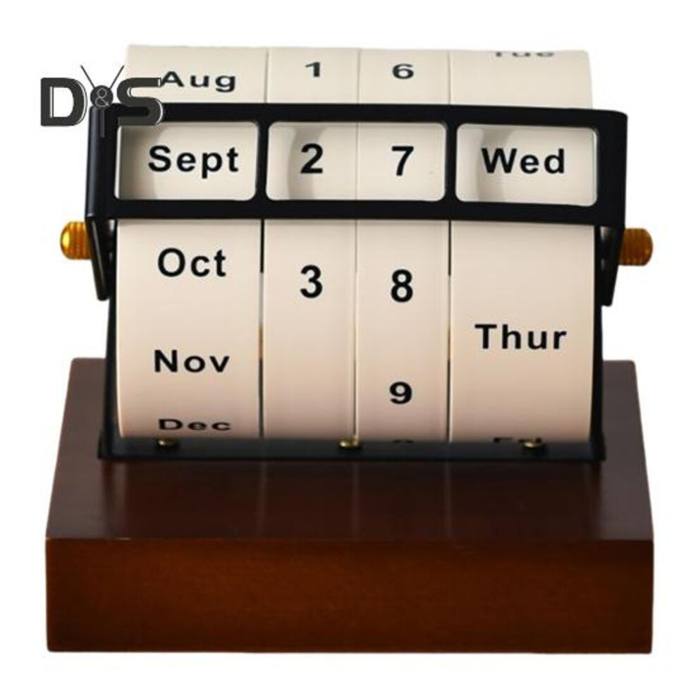 Wooden Perpetual Calendar Desktop Calendar 2025 Manual Wheel Calendar Multifunctional Desktop Decoration For Home Office School
