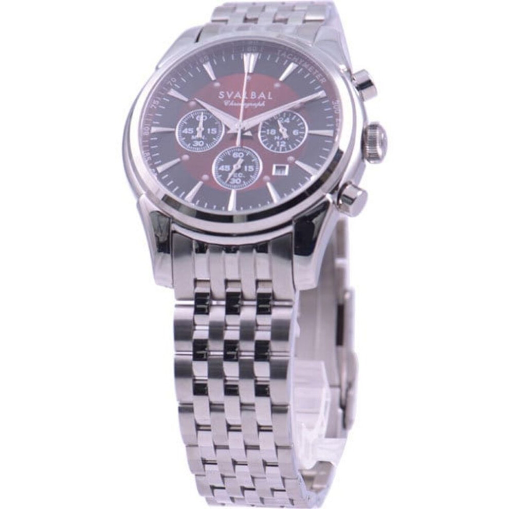 SVALBAL Men's SV11-MBR (Quartz Men's Sun Flame) Round Watch Silver Multi-Hand Analog