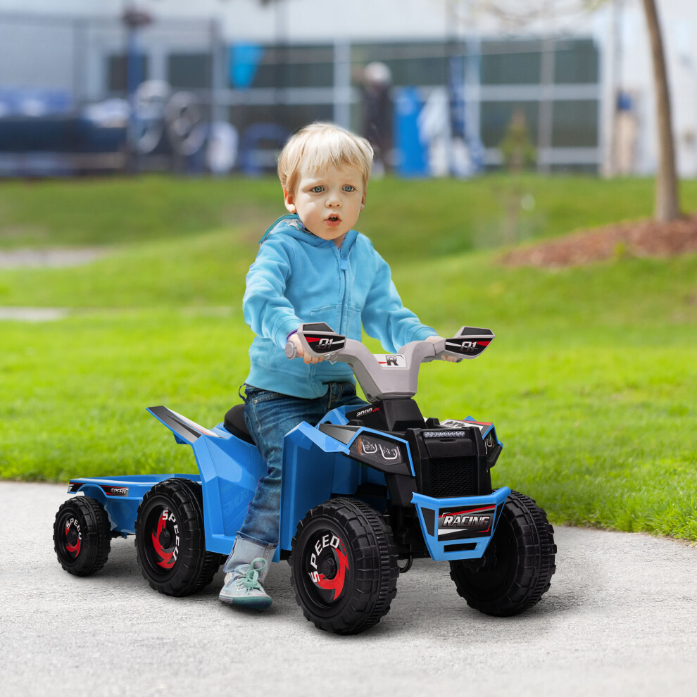 Homcom Unisex Blue Electric Quad Bike 6V Kids Ride On Atv With Back Trailer For 18-36 In Size 6 - Image 5