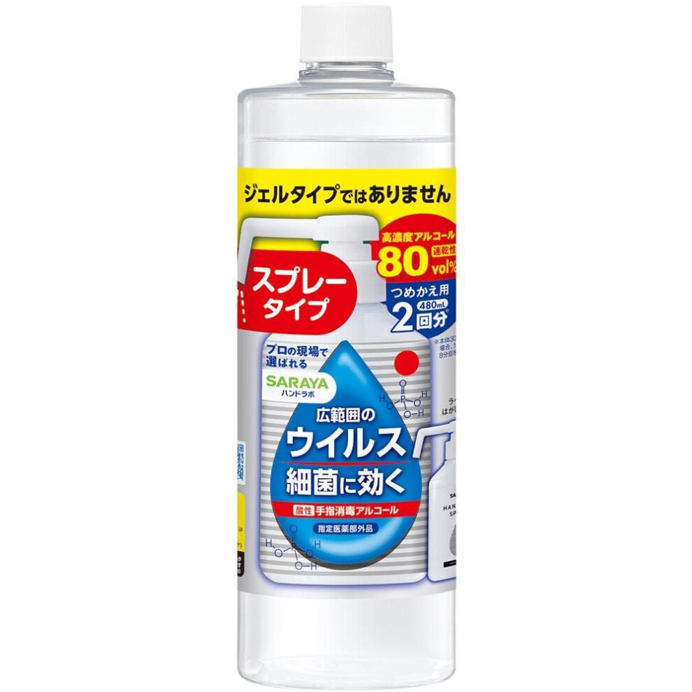 SARAYA Hand Labo Hand Sanitizer Spray VH Refill 480ml (Quasi-drug) Other (check locks, tongue cleaners, etc.) Etiquette Products Hand and Skin Cleanin
