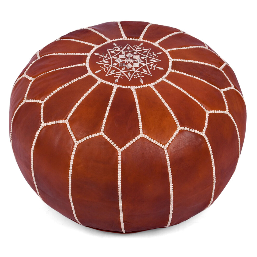 Marrakech Gallery Geatic Leather Round Pouf non taill - Couverture de repose de pied de pied de pied de bas de page et de bohme de la chambre b