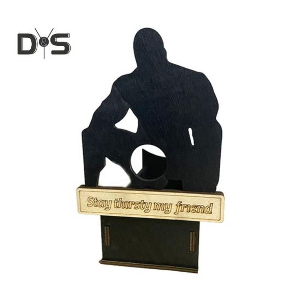 Sitting Man Wine Bottle Holder Wooden Man Silhouette Beer Bottle Display Stand Organizer Rack Home Kitchen Bar Dining Table Desktop Decoration