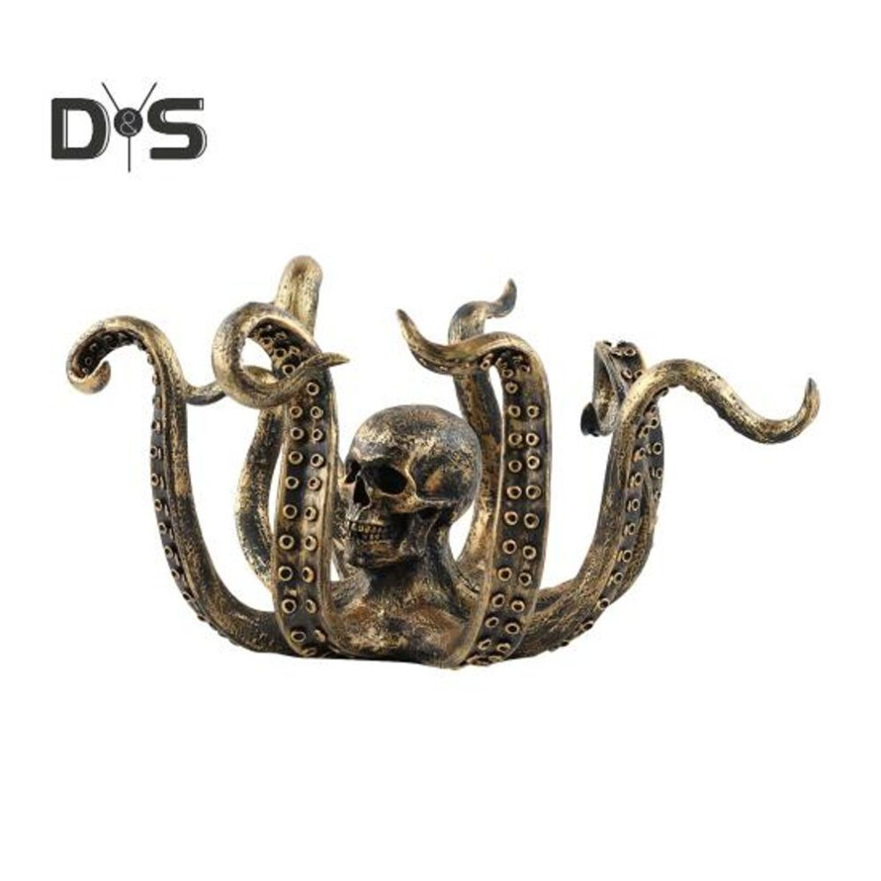 Bronze Octopus Mug Holder Resin Sea Animal Figurine Kitchen Countertop Coffee Cup Organizer Hanger Stand Rack Home Office Decoration