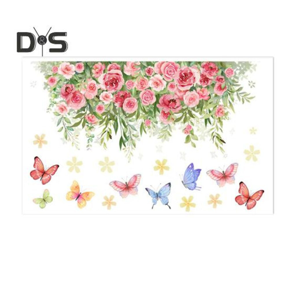 Colorful Flower Butterfly Toilet Sticker Removable Self-adhesive Waterproof PVC Living Room Bathroom Wall Art Floral Toilet Lid Decoration Decal