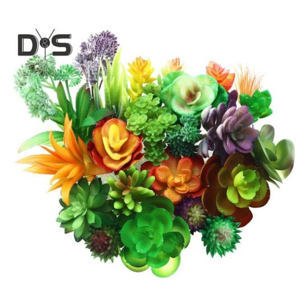24pcs Artificial Succulents Plants Realistic Reusable Assorted Faux Green Plants Unpotted Colorful Greenery Home Table Centerpiece Decoration Photo